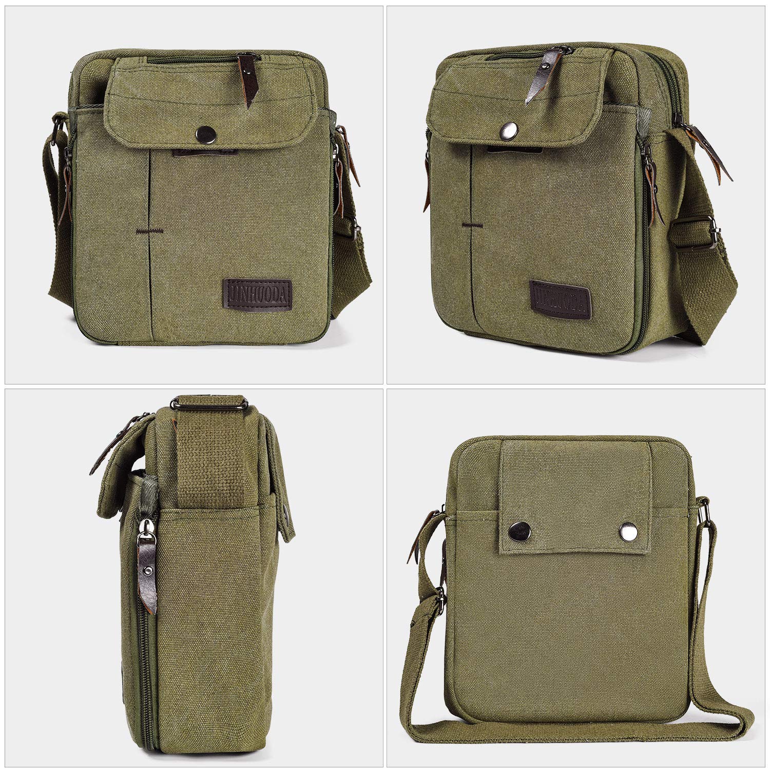 dealcase Canvas Small Messenger Bag for Men Women, Casual Shoulder Bag Chest Bag Travel Carry Bag Multi-pocket Purse