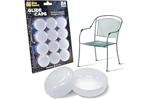SHOP SQUARE Wrought Iron Patio Furniture Feet Caps (24 Pack, White) - 1.5" Round Plastic Outdoor Chair Leg Caps, Patio Furniture Replacement Feet