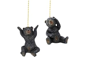 BestGiftEver Ceiling Fan Pull Chain Ornament with a Pair of Adorable Black Bears - Rustic Cabin Decorative Fan Pull Chain for Lodge Nature Lovers, and Wildlife Enthusiasts