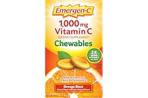 Emergen-C Chewable Vitamin C 1000mg, With B Vitamins And Antioxidants Tablet (40 Count, Orange Blast Flavor), Dietary Supplement
