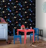 Arthouse Cosmos Space Planets Charcoal Wallpaper Teen Bedroom 3D Stars view 5