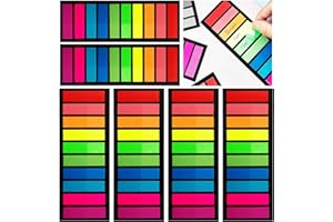 NANASO 1200Pcs Colored Page Markers,6 Sets Fluorescent Sticky Tabs in 10 Primary Colors,Neon Sticky Notes Flags,Waterproof Writable Translucent Page Flags for Books,Bookmarks,Notebook,Removes Cleanly