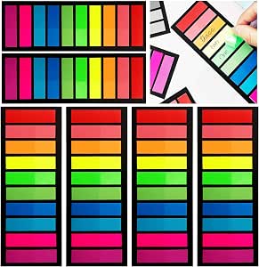 1200 Pcs Colored Page Markers, 6 Sets Neon Sticky Tabs, Waterproof & Writable For Books, Notebooks, Study