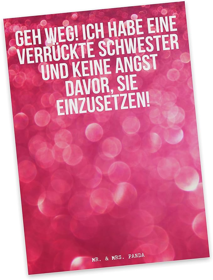 Mr. & Mrs. Panda Postkarte Spruch "Geh weg! Ich habe eine verrückte