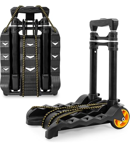 JEUIHAU Foldable Hand Truck Cart - 55 Lb Capacity Collapsible Utility Dolly With Adjustable Handle & Storage Bag