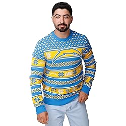FOCO Los Angeles Chargers NFL Big Logo Ugly Sweater