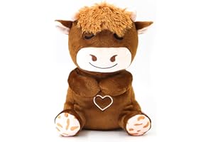 TIRALIA Highland Cow Plush Baby Sleep Soother - Heartbeat Stuffed Animal with Calming Light, White Noise, Shush, and Mother's Heartbeat for Newborns, Boys & Girls