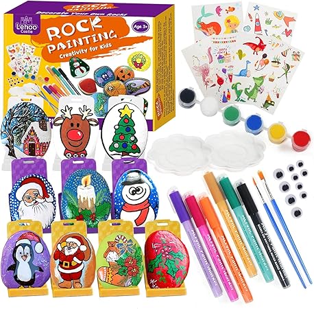 Download Lehoo Castle Art Craft Supplies For Kids And Adults Christmas Rock Painting Sets For Children Paint Your Own Sets For Kids Pebble Art Kit For Children Age 5 10 Amazon Co Uk Kitchen PSD Mockup Templates