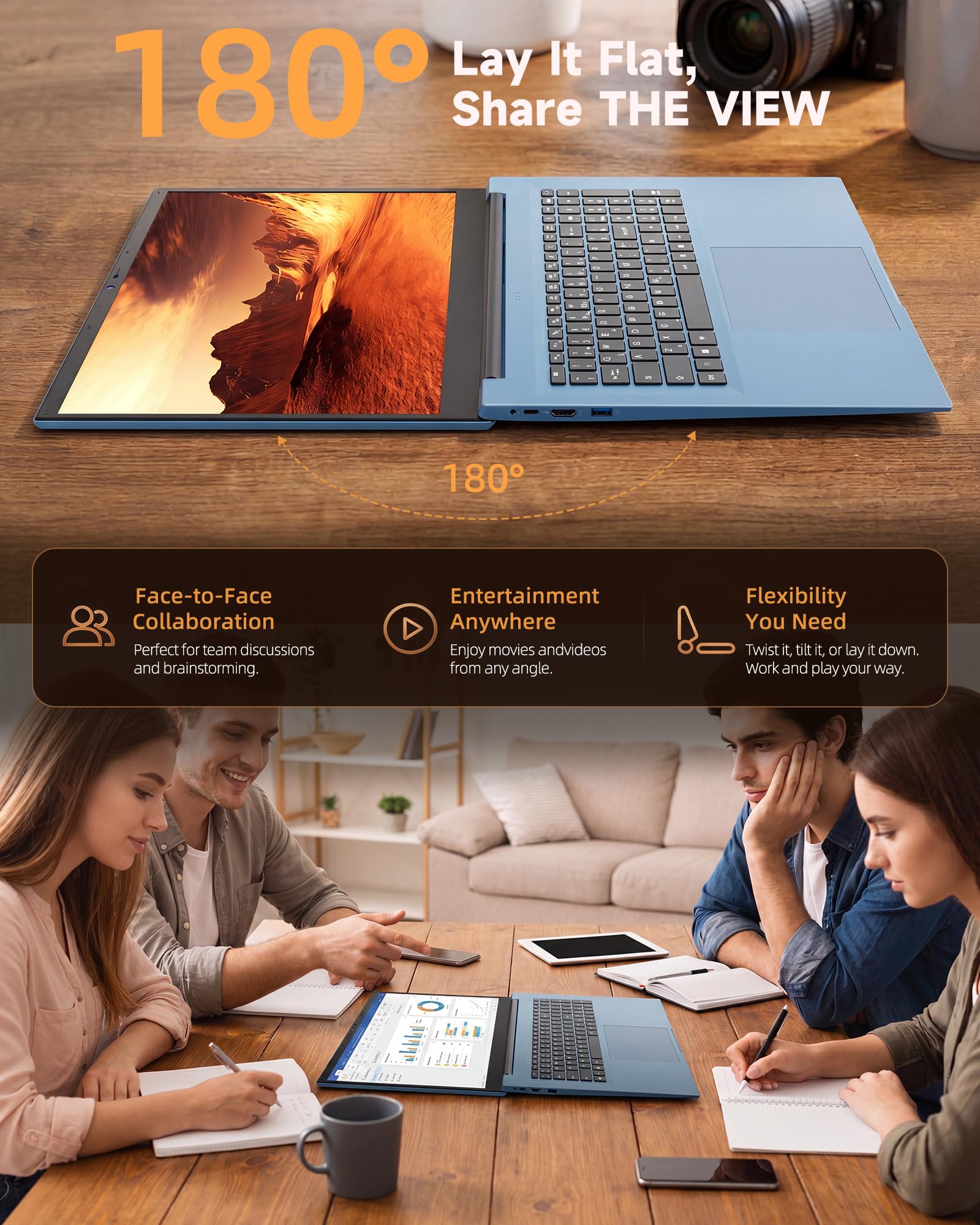 Liuord Laptop 18,5 Zoll FHD Display, 16GB RAM 256GB SSD AI-Unterstützung, Core I3, WiFi 6, Vollfunktions Type-C, Deutsche Tastatur Ideal für Studium, Homeoffice und Business 9