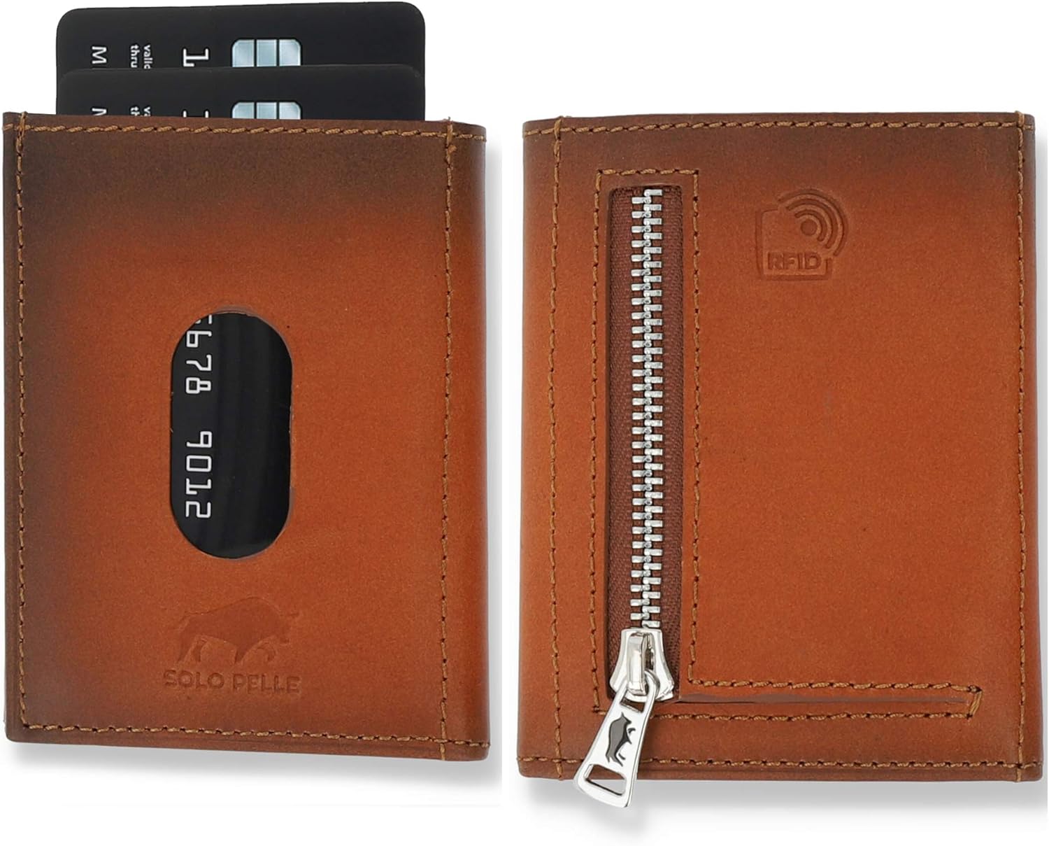 SOLO PELLE Slim Wallet mit Münzfach [12Karten]