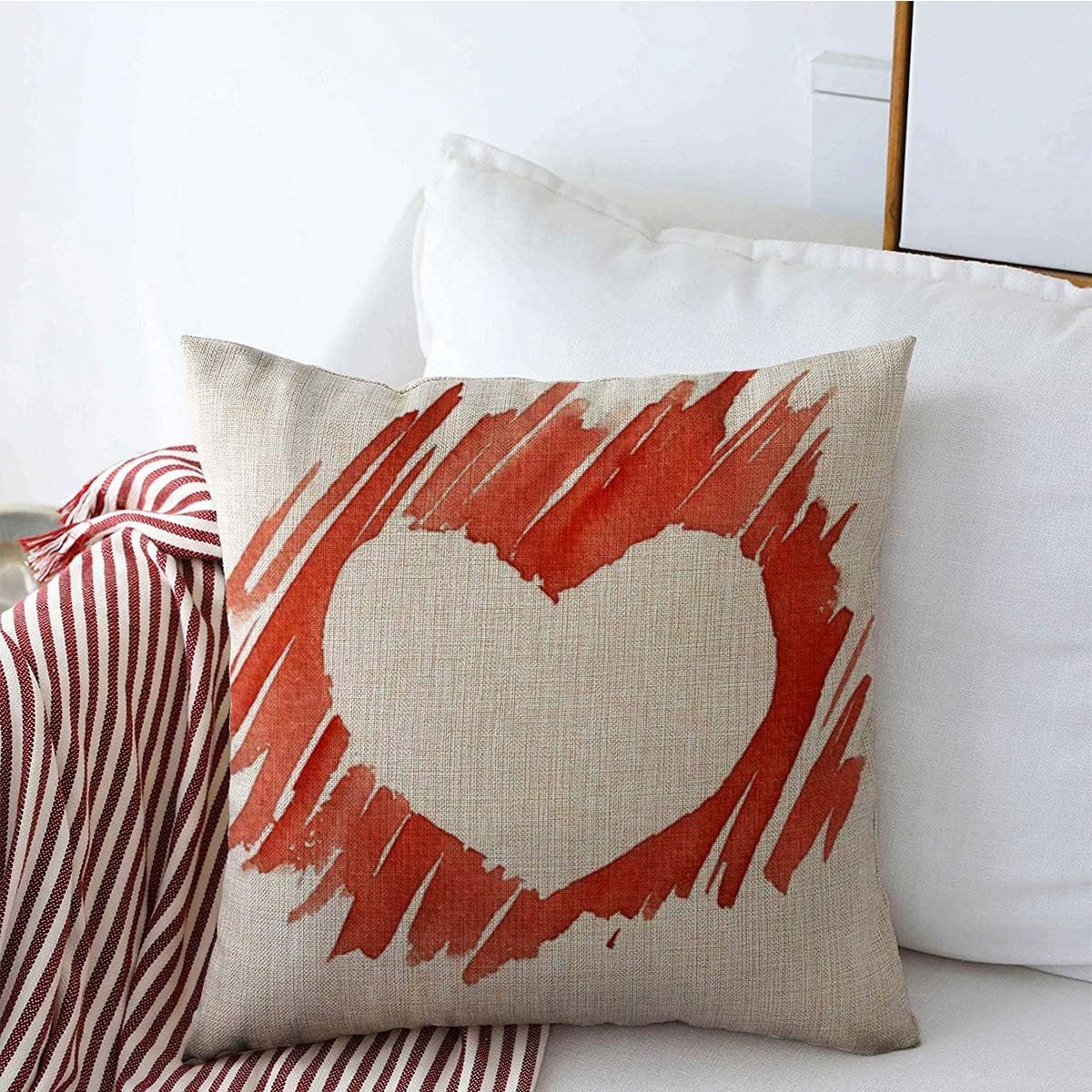 Decorative Throw Pillow Cover Valentine Red Graphic