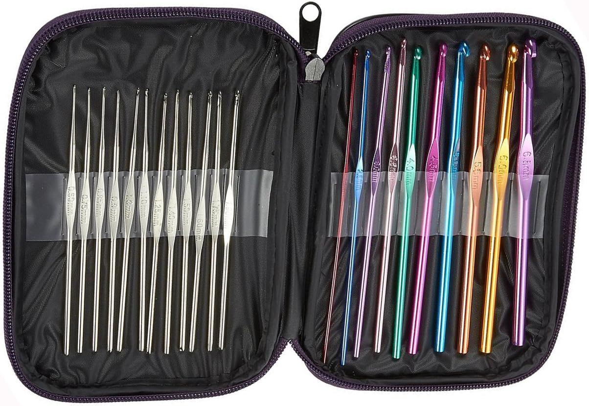 Star Jiajie Aluminum Handle Crochet Hooks Knitting Knit Needles Weave Yarn 22 pcs