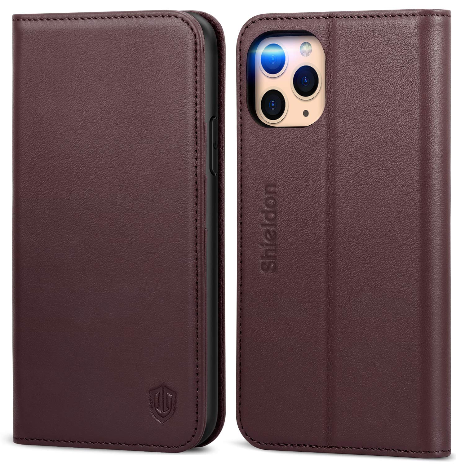 SHIELDON iPhone 11 Pro Case, Genuine Leather Wallet Case RFID Blocking