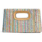 CHUNLI Chic Straw Clutch Purses for Women with Top Handle Summer Bag, Ideal Vacation Handbags and Woven Boho Beach Bags