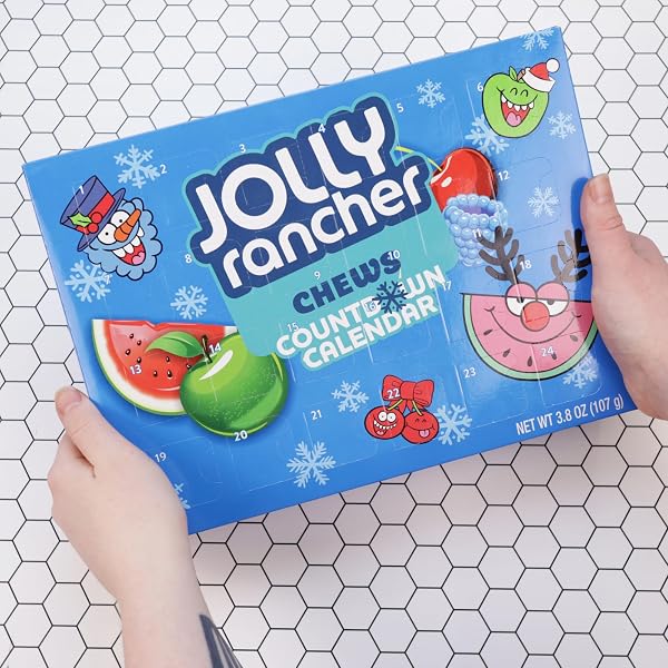 JOLLY RANCHER CHEWS CANDY ADVENT CALENDAR, 2024 COUNTDOWN TO CHRISTMAS, INDIVIDUALLY WRAPPED, FRUIT-FLAVORED TREATS, 24 DAYS