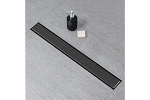SaniteModar Linear Shower Drain,Black Shower Drain 48 inch with Flat & Tile Insert 2 in 1 Panel, with Hair Strainer and Leveling Feet…