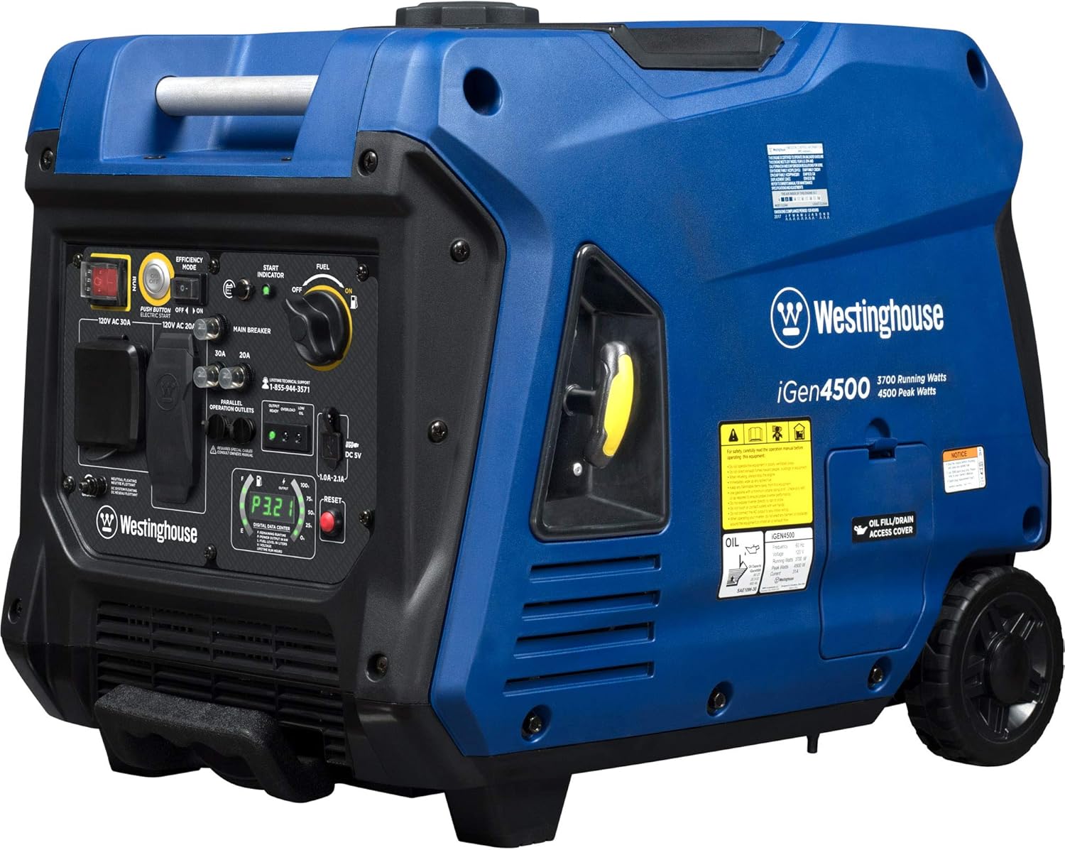 Westinghouse iGen4500 Super Quiet Portable Inverter Generator 3700 Rated & 4500 Peak Watts, Gas Powered, Electric Start, RV Ready, CARB Compliant : Garden & Outdoor