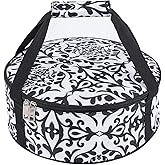 Lestyn Round Portable Insulated Thermal Dish Pie Cake Transport to Keep Food Hot/Cold/Fresh for Church Lunch, Potlucks Parties Gathering,Cookouts,Outdoor Events (black/White, 12.2x12.2x4.3 In.)