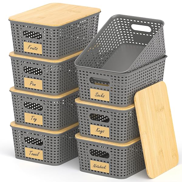STACKABLE STORAGE BASKET: PLASTIC BASKETS BINS, BASKETS FOR...