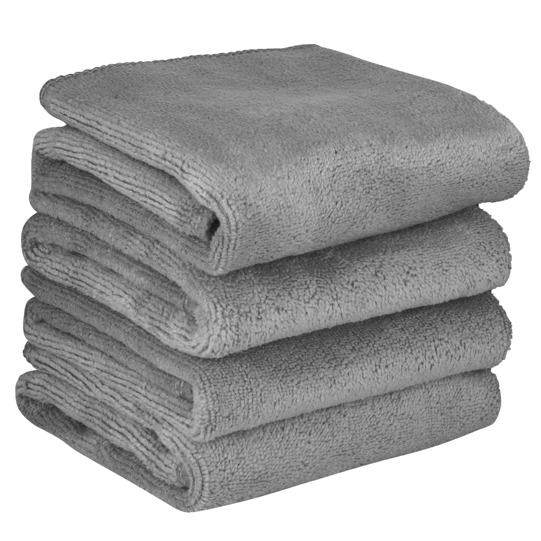 Microfibre Face Cloths Makeup Remover Cloth Super Soft 30cm x 30cm (4 pack, grey)