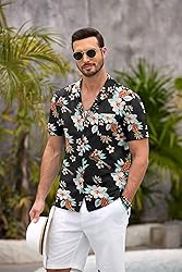 COOFANDY Mens Hawaiian Shirt Short Sleeve Floral