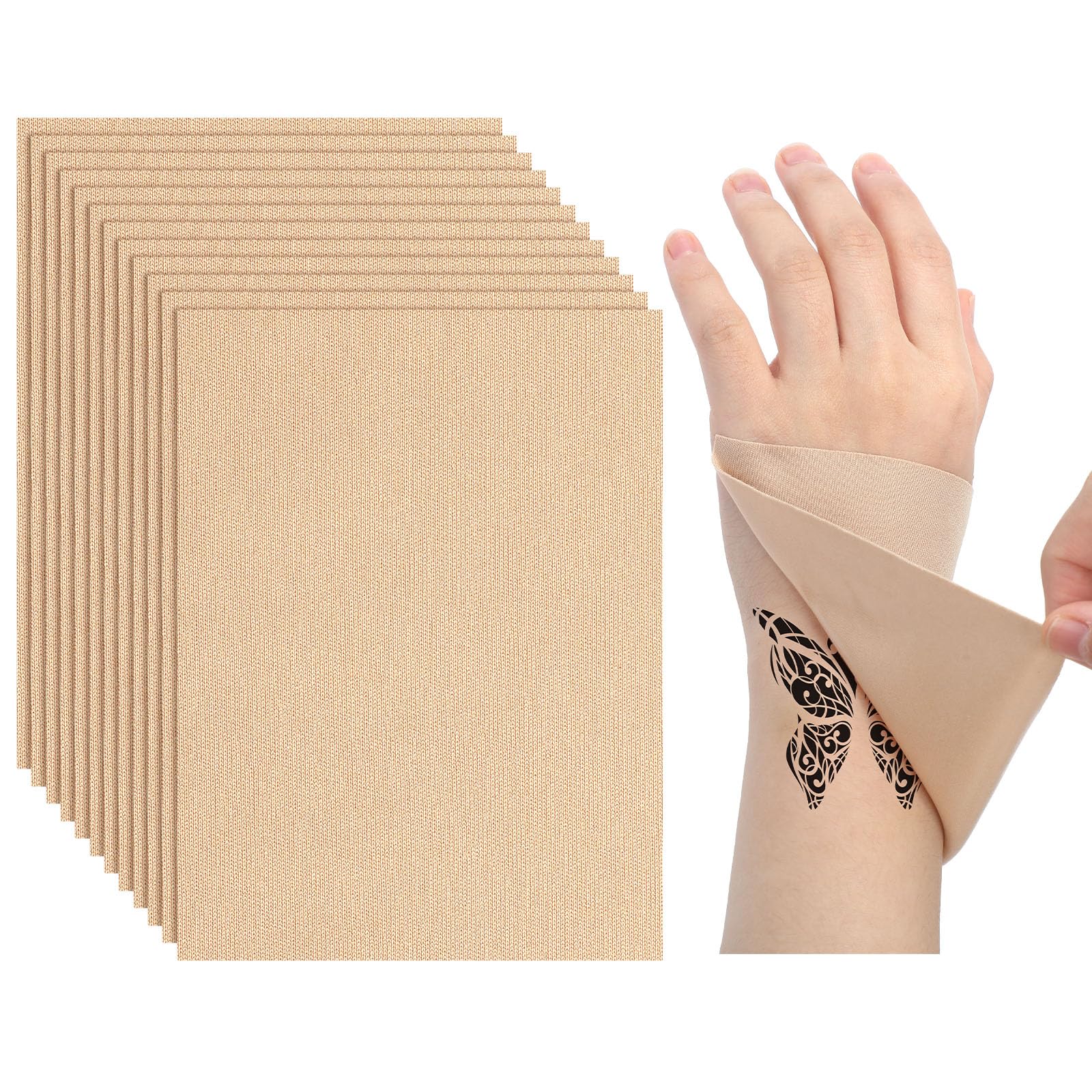 Photo 1 of Dispowreath 20 Pcs Tattoo Cover up Patch Ultra Thin Patch for Scar Waterproof Sweatproof Tattoo Cover up Tape Cuttable Invisible Scar Birthmarks Sticker, 3.5x5 Inches(Light Skin Tone)