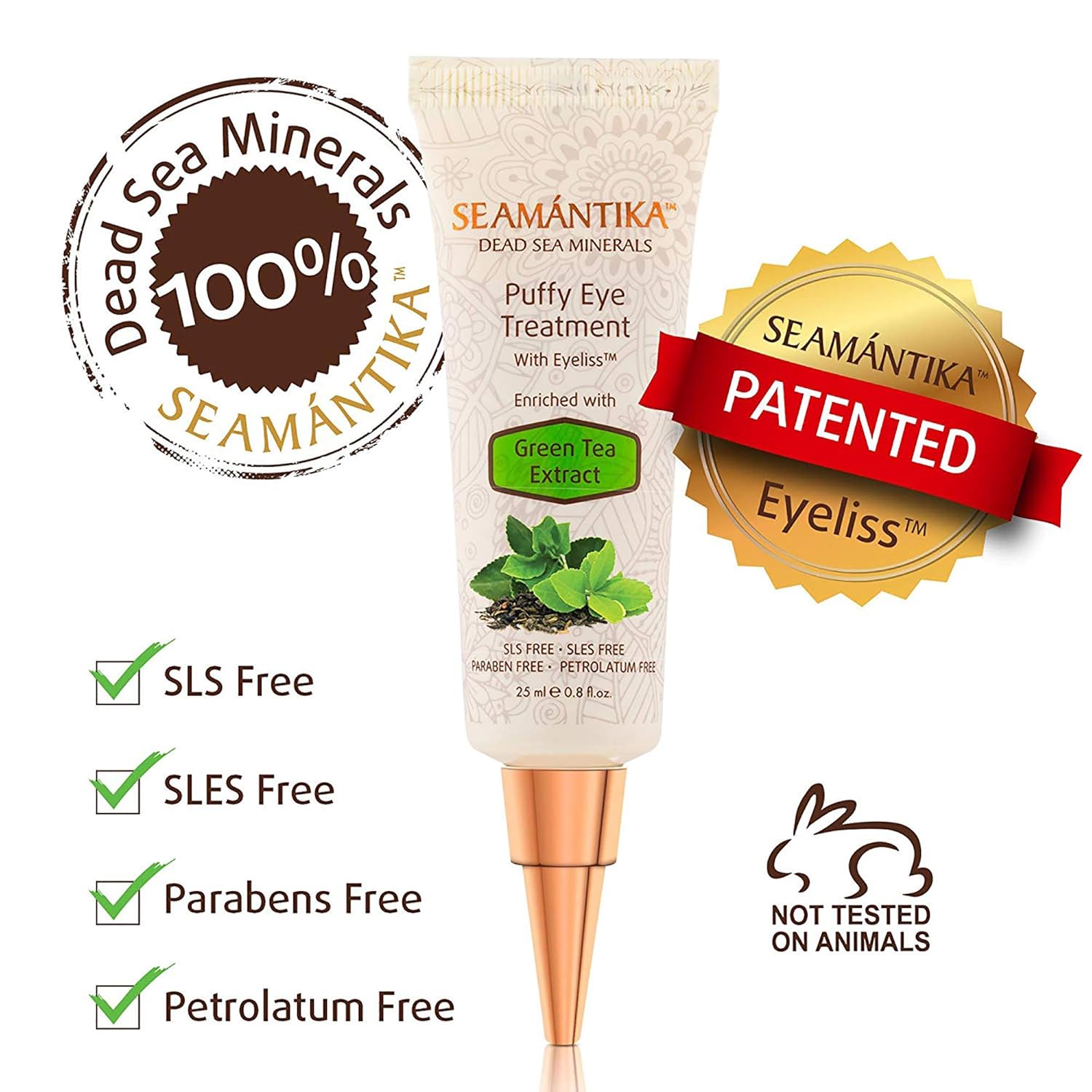Puffy Eyes Treatment Instant results – Naturally Eliminate Wrinkles, Puffiness, Dark Circle and Bags in Minutes – Hydrating Eye Cream w/Green Tea Extract, Dead Sea Minerals by SEAMANTIKA – .8 oz: Beauty