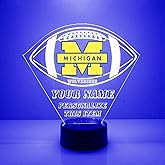 Officially Licensed University of Michigan Wolverines Football Custom LED Sign Night Light Lamp with Remote, Light Up Display with Personalized Name or Image, Customized, Made in the USA