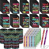 Sabary 150 Pcs Christmas Notepads Inspirational Ballpoint Pens Motivational Quote Rubber Wristbands Set Motivational Pocket Journals Bulk Gifts Inspirational Metal Pens for School Office Supplies
