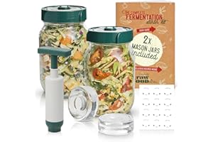 THE CULTURE HUB BY THE RAW FOOD KITCHEN The Complete Fermentation Kit. WITH 32 oz Mason Jars, Airlock Fermenting Lids, Fermentation Weights, Pump, Recipes & Glass Jar Labels For Easy Fermenting of Sauerkraut, Kimchi, Pickles & More!