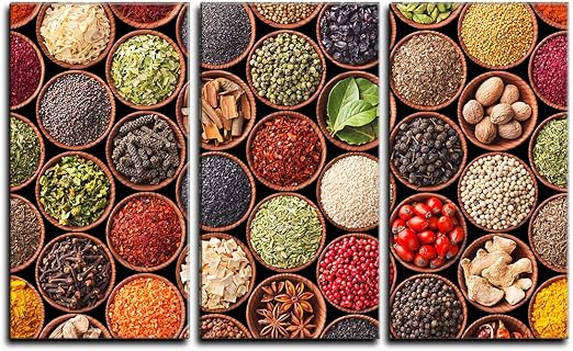 amazon com gkstytdmft hd colorful herbs and spices cardamom pepper chili ginger dill natural cuisine print canvas prints wall art decorative picture for home frameless painting 3 piece 12x20inch 30x50cm posters prints amazon com