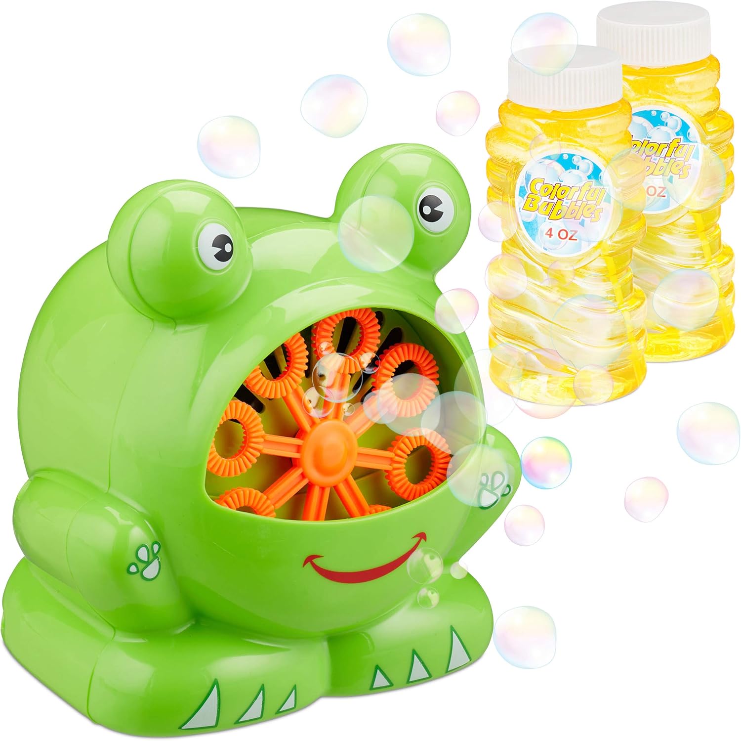 Relaxdays Soap Bubble Maker Frog, Bubble Machine for Birthdays and