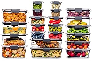 Rubbermaid 44-Piece Brilliance Food Storage Containers with Lids for Lunch, Meal Prep and Leftovers, Dishwasher Safe, Leak-Pr