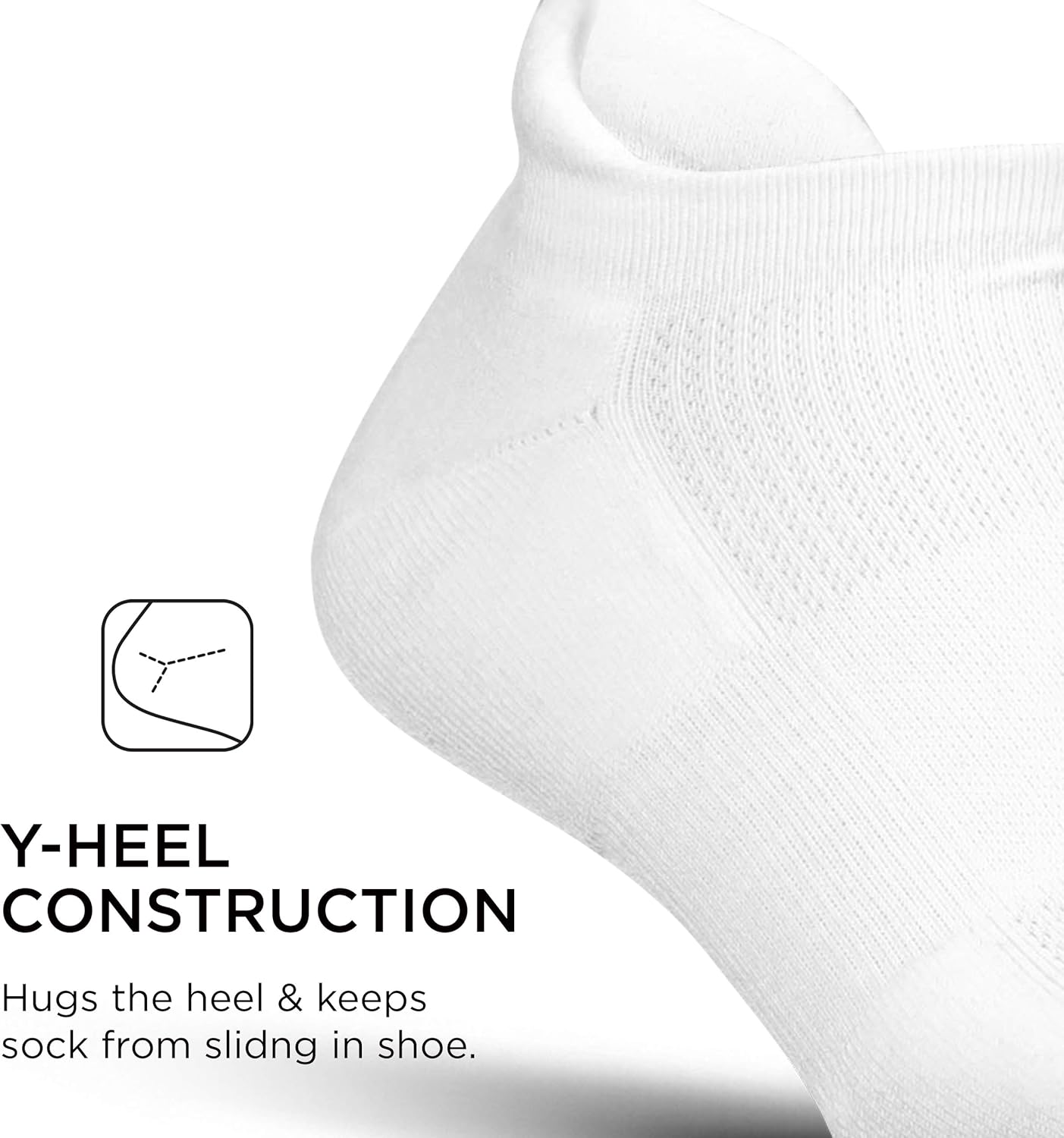 Feetures High Performance Cushion No Show Tab Sock Solid (Medium, White): Clothing