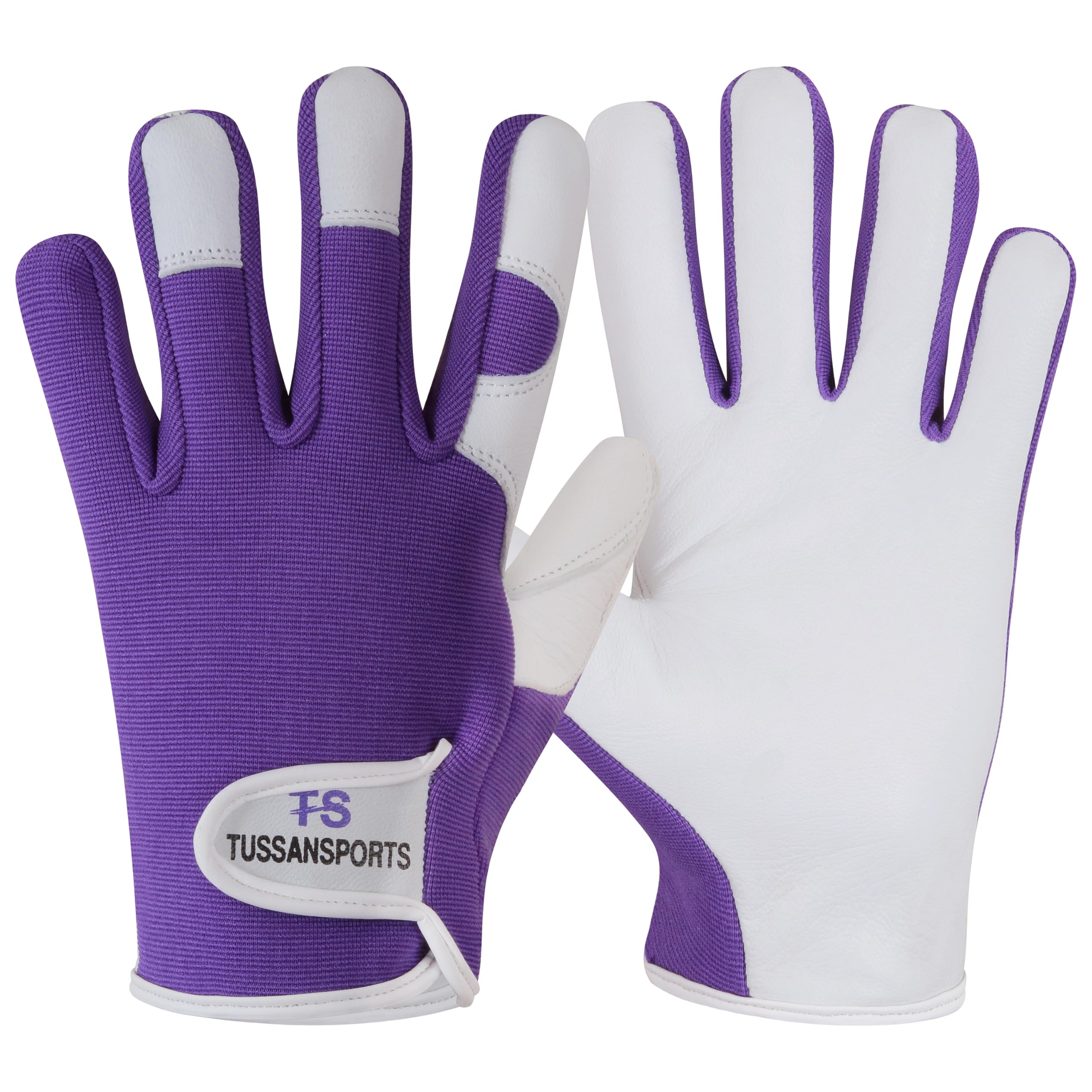 Tussan Sports Leather Gardening Gloves for Men and Women - Breathable Thorn Proof Gardening Gloves - Multipurpose Construction, Woodworking, Welding Gloves - Heavy Duty Work Gloves (Purple, XL)