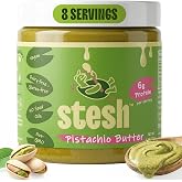 Stesh Pistachio Butter Prebiotic Fiber Protein Spread, Gluten-Free 8 oz Jar | Crafted with real pistachios nut creamy flavor, 6g plant protein, Vegan, Dairy-free, Non-GMO, no seed oils, serve with toast