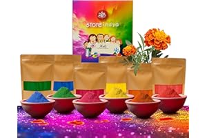 STORE INDYA Natural and Non Toxic Rangoli Powder - Multicolor | 6 x 50gms Each Herbal Color Powder for Diwali, Color Wars, Easter Parties, Fun Runs, Gender Reveal, Holi Festival, Photography