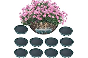 WENFAN 10 Set Invisble Hanging Basket Insert 7”Hanging Basket Drip Pan 3-in-1 Plant Saucers Trays Plastic Water Catcher Tray Self Watering Planter Insert Plant Auto Watering Devices For Hanging Basket