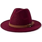 Lisianthus Men & Women Vintage Wide Brim Fedora Hat with Belt Buckle