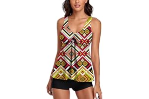 Smicabe Tankini Swimsuits for Women 2 Piece Modest Blouson Tank Top Bathing Suits with Bikini Bottom