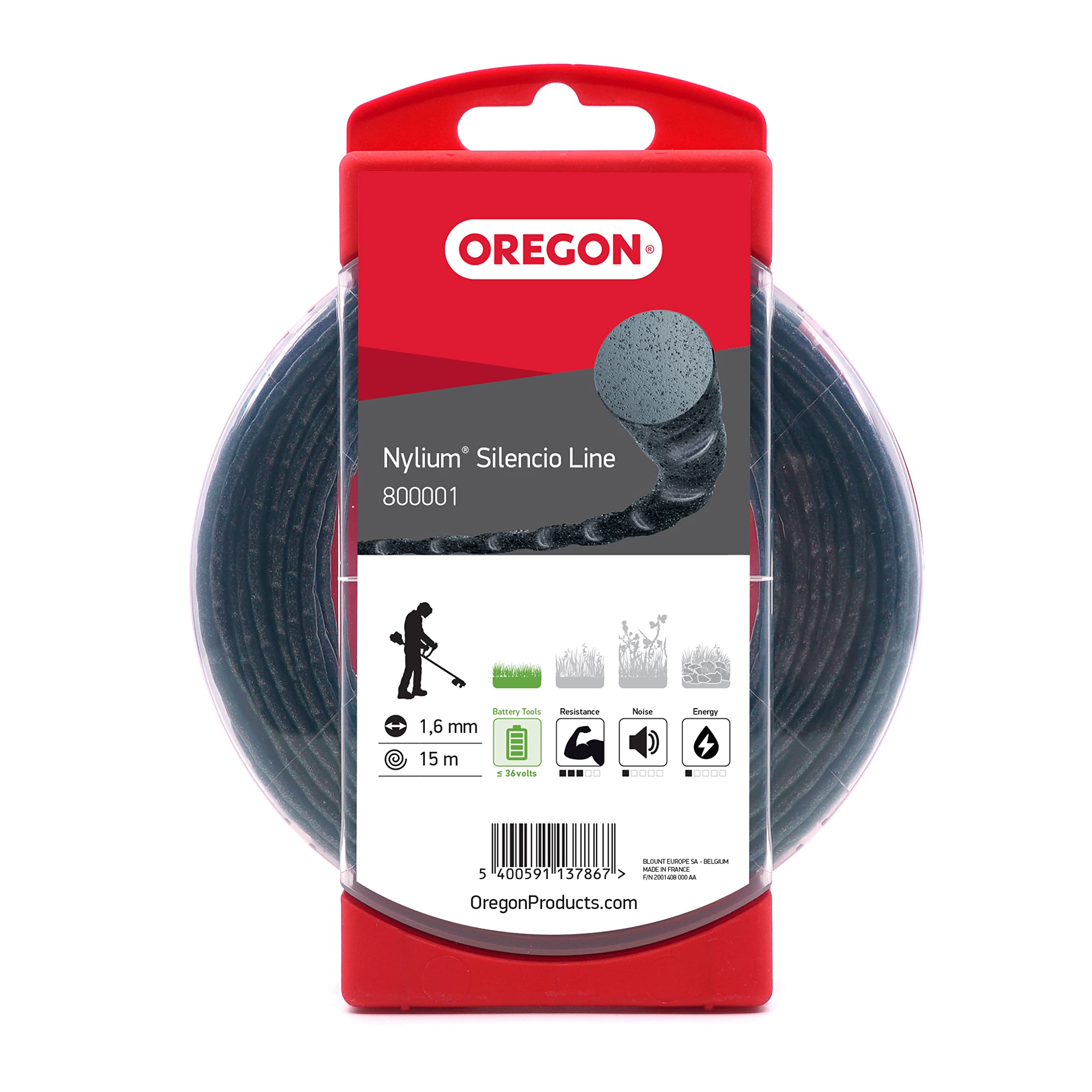 Oregon Round 1.65mm Strimmer Line with Aluminium Particles, Tackles Long Grass, Weeds & Thick Vegetation, Professional Heavy Duty Strimmer Wire, Fits Most Standard Models, 1.65 mm x 15 m (800001)