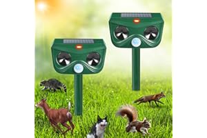 Thoveneth 2 Pack Ultrasonic Animal Repellent Cat Repellent Outdoor Solar Animal Deterrent Deer Repellent Devices Motion Activated Scare Cat Dog Skunk Deer Rabbit Squirrel Mouse for Garden Yard