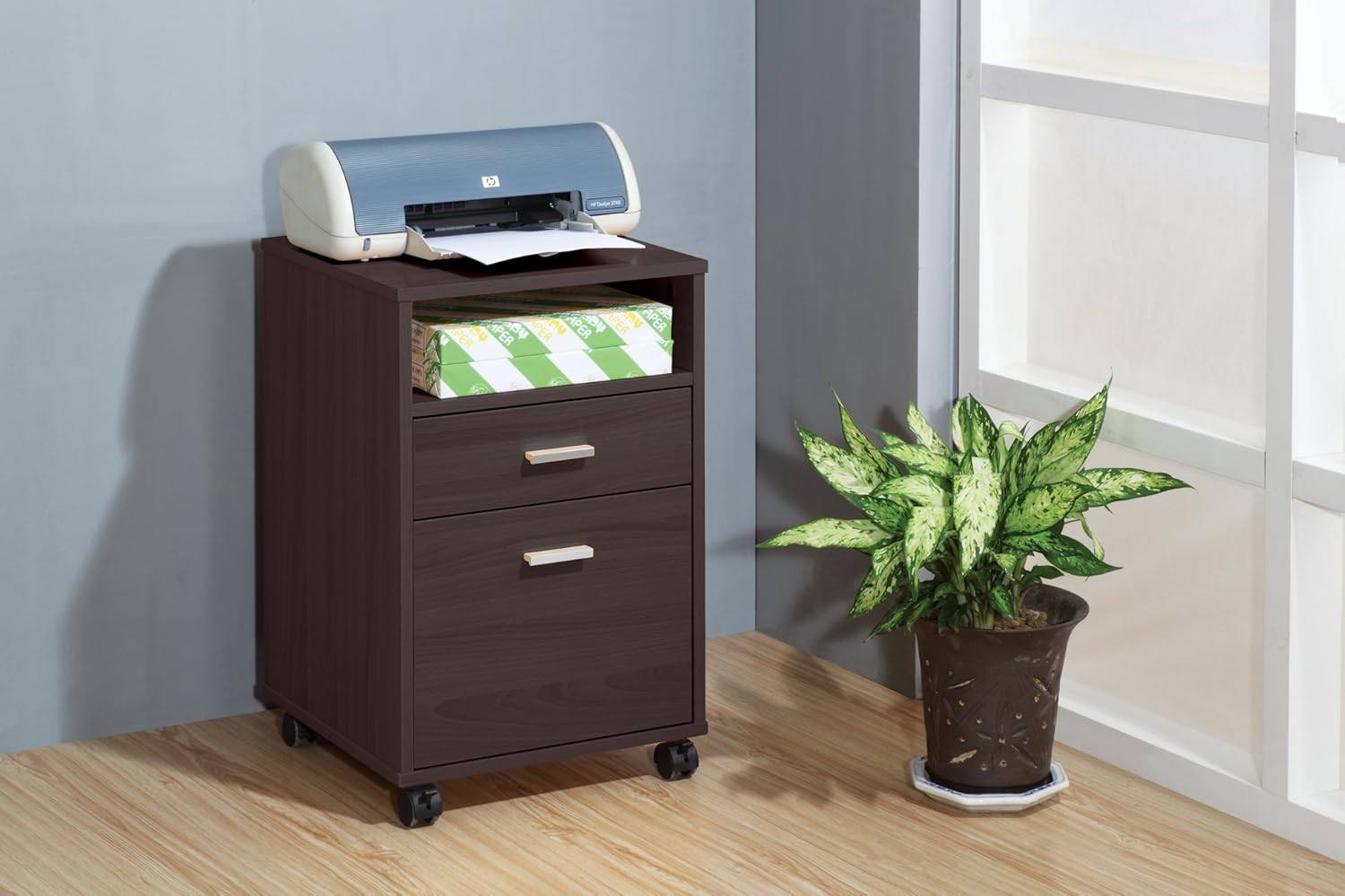 Compact 2 Drawer File Cabinet Home Office Wood Filing Small Space Organizer Box Isp Paris