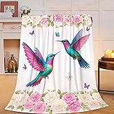 Hummingbird Blanket Hummingbirds Gifts for Women Girls Throw Blanket Birds Soft Cozy Fleece Fuzzy Plush Flannel Blankets for Men Boys Kids Teens Adults 50"X40"
