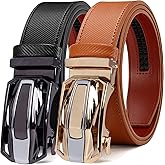 DOOPAI Men's Ratchet Leather Belt Set - 2 Pack Sliding Belt Adjustable For Gift Mens Dress Casual 1 3/8",Cut for Fit