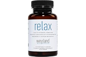 WEYLAND BRAIN NUTRITION Relax - Natural Sleep Aid - GABA, L-Theanine, Valerian Root, 5-HTP, Lemon Balm - Calm Support, Stress Relief, Sleep Supplement -30 Vegetarian Capsules