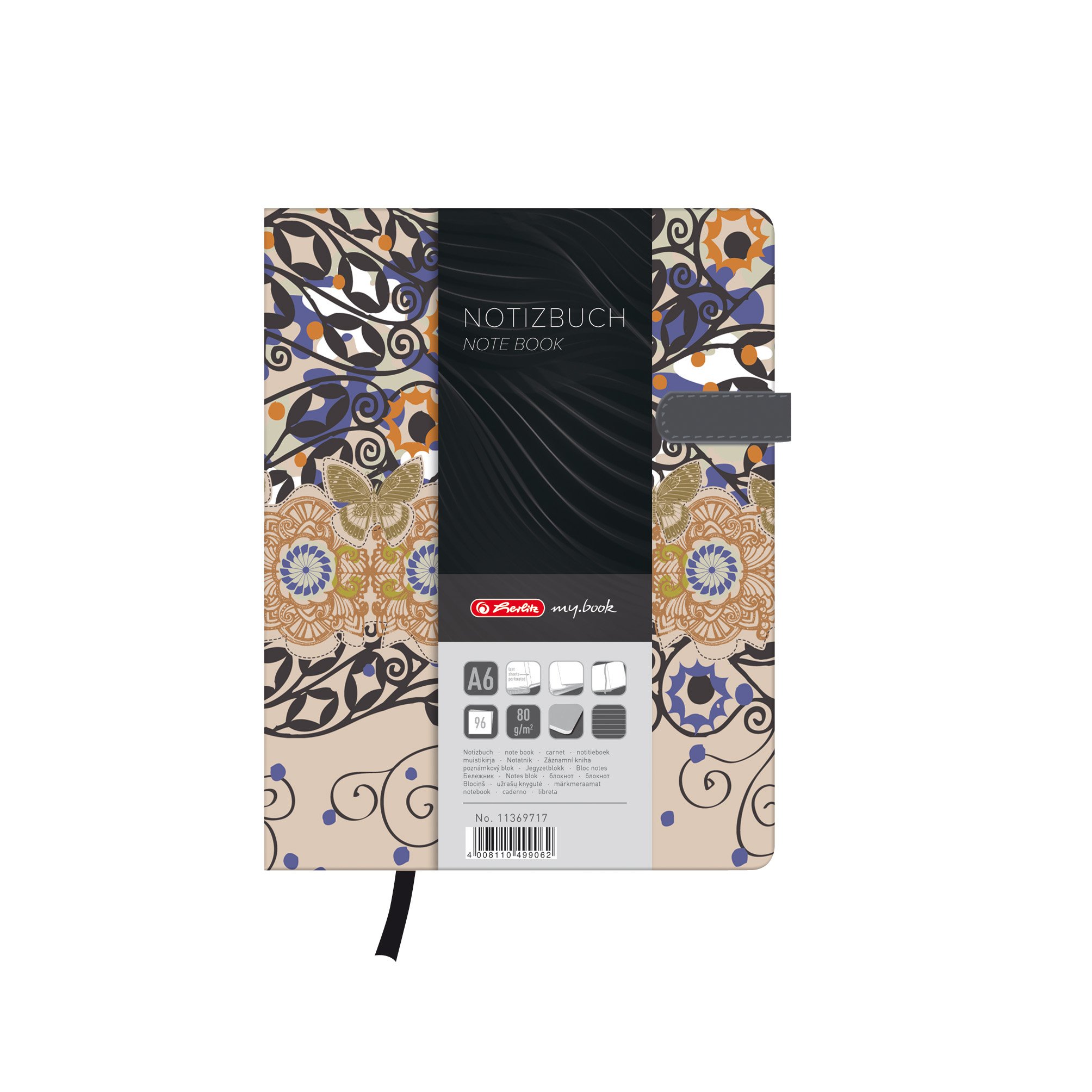 Herlitz A6 My Book Lady Romantic Design Hardcover Notebook with Magnetic Closure and Pen Loop