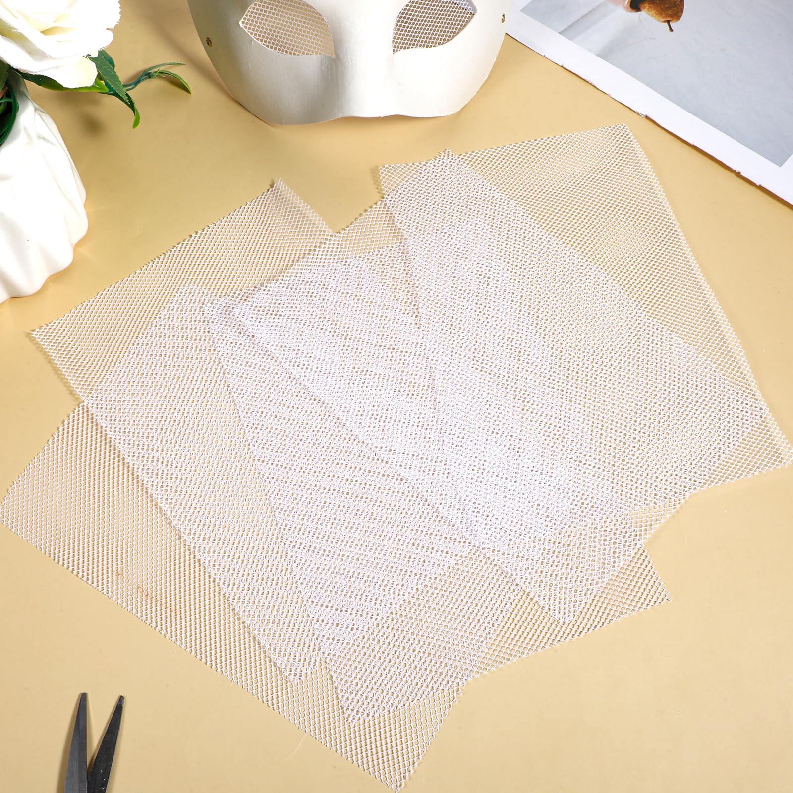 SHENLIU 5 Sheets Fursuit Eye Mesh, White Fursuit Eyes Mesh, Waterproof Printable PVC Eye Mesh Sheet for Fursuits, Furry Costume Roleplay, Props, Craft Making 11.8in x 8.46in