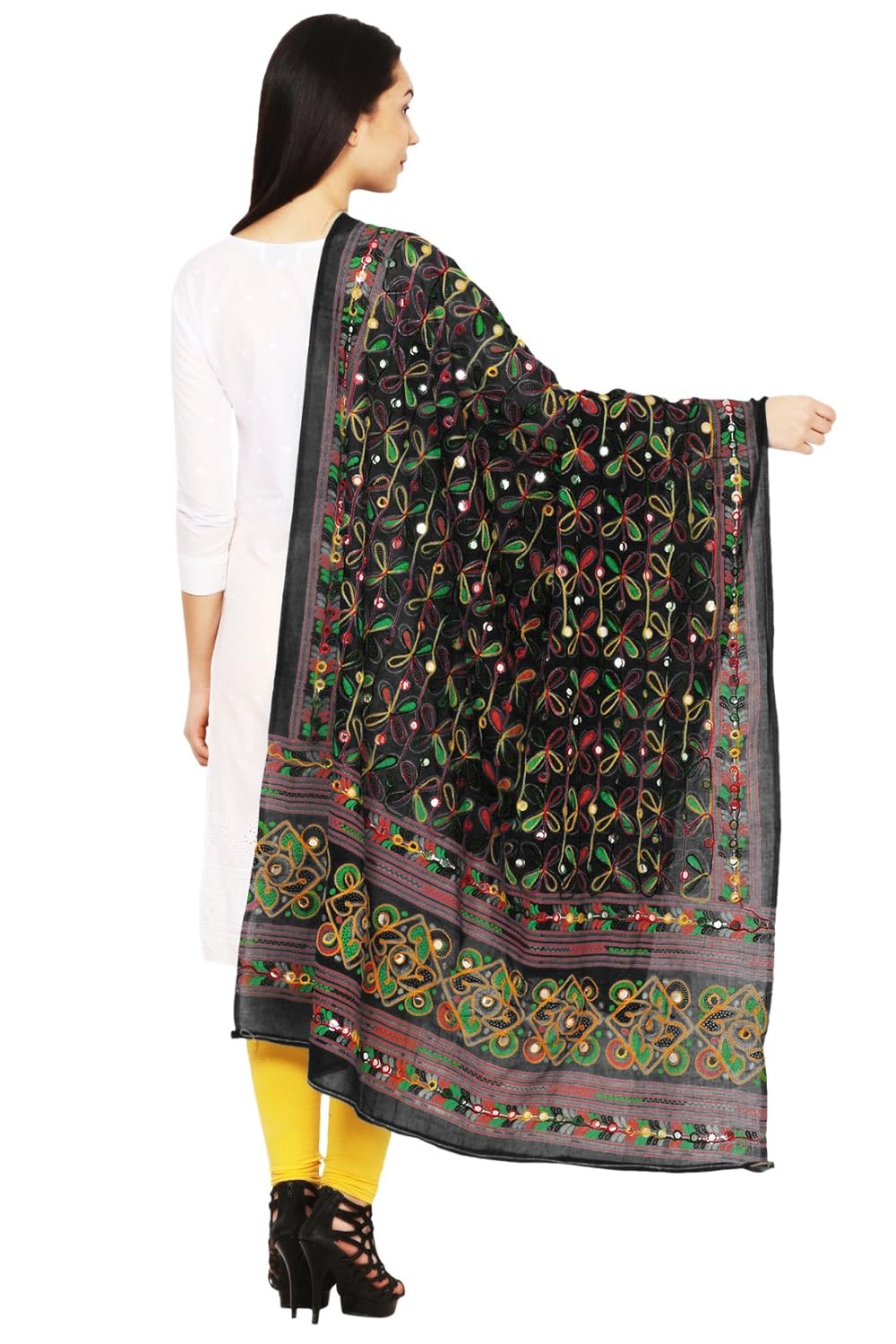 vastraa fusion women's cotton kutchi-aari dupatta