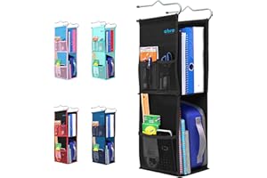ABRA® 2 Shelf Hanging Locker Organizer for School, Work, Gym, Storage | Deep Shelves 6.5”x 9”| Eco-Friendly Fabric Healthy for Children (Pure Black)